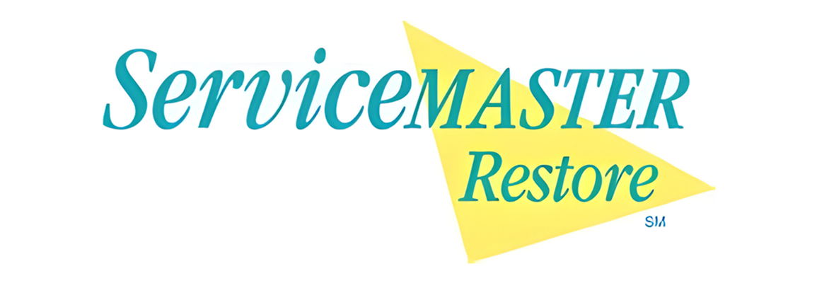 ServiceMaster Restore logo featuring teal text and a yellow triangle, representing a brand focused on restoration services, relevant to optimizing user journeys and conversion rates in digital marketing.