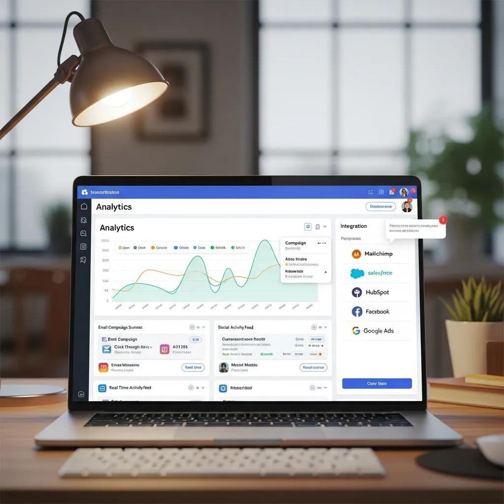 Close-up of a marketing automation dashboard highlighting key features