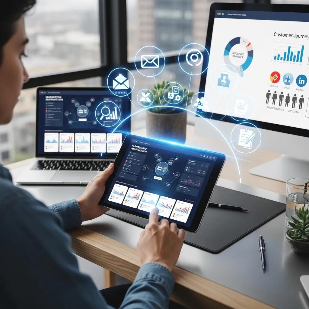 Individual using marketing automation tools to enhance personalized customer experiences